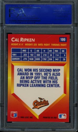 1992 Triple Play #199 Cal Ripken PSA 10 #11788890 - Back