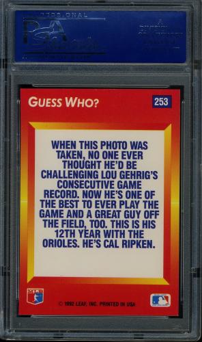 1992 Triple Play #253 Cal Ripken LH PSA 10 #15601143 - Back
