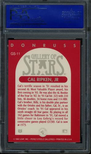 1992 Triple Play Gallery #GS11 Cal Ripken PSA 10 #81382143 - Back
