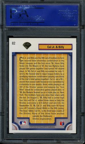 1992 Upper Deck Gold Hologram #082 Ripken Brothers PSA 10 #11786531 - Back