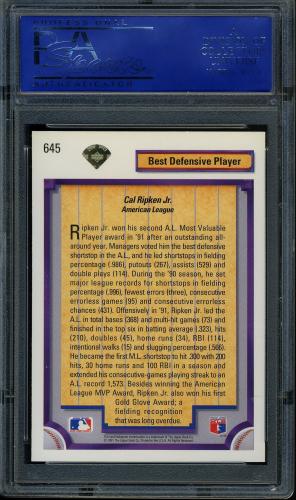 1992 Upper Deck Gold Hologram #645 Cal Ripken DS PSA 10 #11786529 - Back