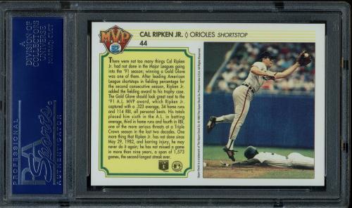 1992 Upper Deck Team MVP Holograms #44 Cal Ripken PSA 10 #15700922 - Back