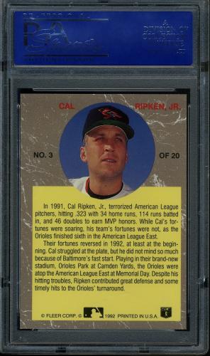 1992 Ultra All-Stars #3 Cal Ripken PSA 10 #31547311 - Back