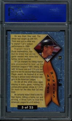 1992 Ultra Award Winners #05 Cal Ripken PSA 10 #11788897 - Back