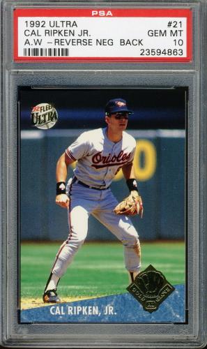 1992 Ultra Award Winners #21 Cal Ripken RevNeg PSA 10 #23594863
