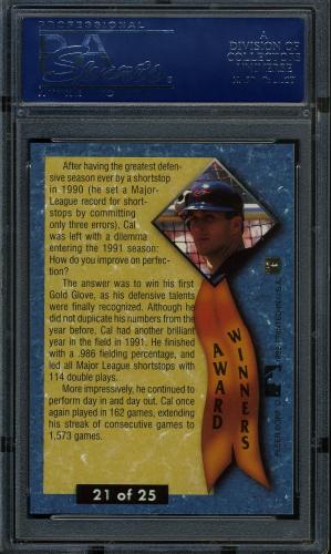 1992 Ultra Award Winners #21 Cal Ripken COR PSA 10 #81813186 - Back