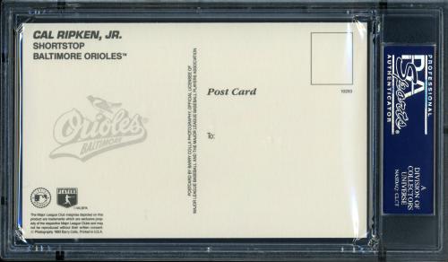 1993 Barry Colla Postcards Ripken Jr. Cal Ripken Jr.-(Orange Jersey) PSA 10 #22137135 - Back