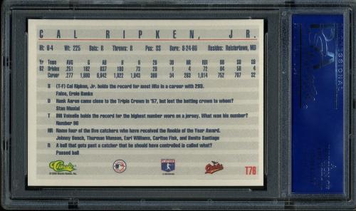 1993 Classic Game #T76 Cal Ripken Jr. [Gray back] PSA 10 #14152050 - Back