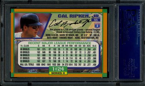 1993 Duracell Power Players II #1 Cal Ripken PSA 10 #17103927 - Back