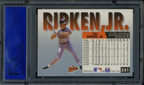 1993 Fleer #551 Cal Ripken PSA 10 #11788912 - Back