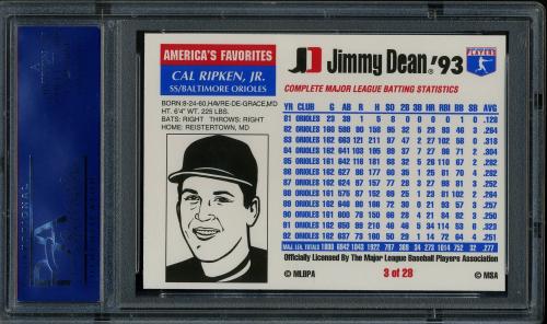1993 Jimmy Dean #3 Cal Ripken PSA 10 #81779996 - Back