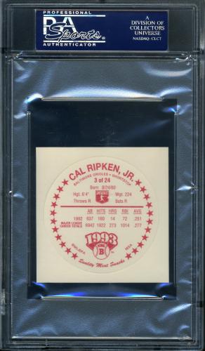 1993 King-B Discs - Square Proof (Perforated) #3 Cal Ripken PSA Authentic #17374822 - Back