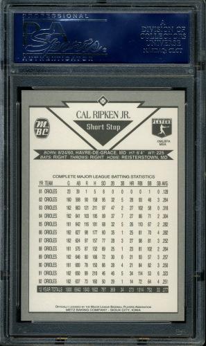 1993 Metz Baking #17 Cal Ripken PSA 10 #16754106 - Back