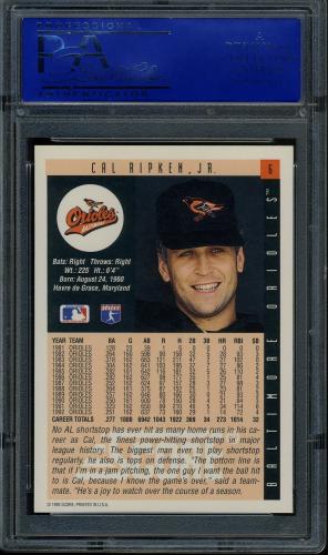 1993 Score #6 Cal Ripken PSA 10 #11788934 - Back