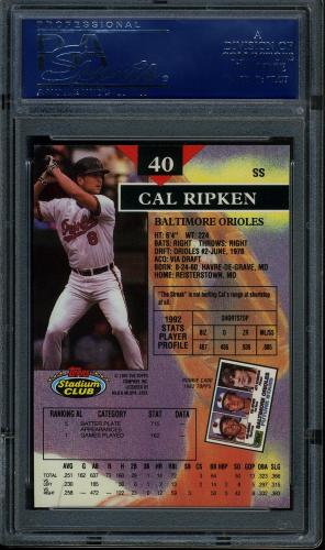 1993 Stadium Club #40 Cal Ripken PSA 10 #16350264 - Back
