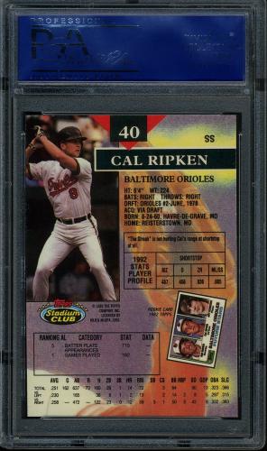 1993 Stadium Club Members Only Parallel #40 Cal Ripken PSA 10 #14861265 - Back