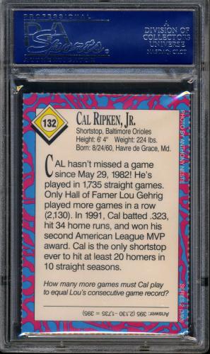 1993 Sports Illustrated For Kids #132 Cal Ripken PSA 9 #15957435 - Back