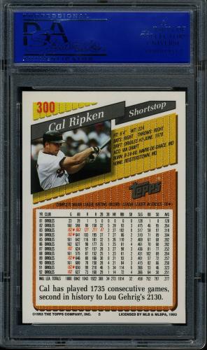 1993 Topps Gold #300 Cal Ripken PSA 10 #30980081 - Back