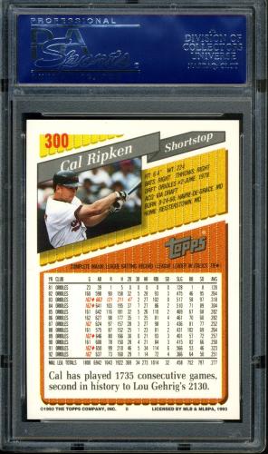 1993 Topps Inaugural Rockies #300 Cal Ripken PSA 10 #16357407 - Back