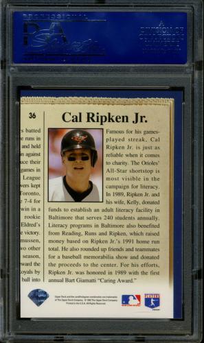 1993 Upper Deck #036 Cal Ripken CH PSA 10 #14215800 - Back