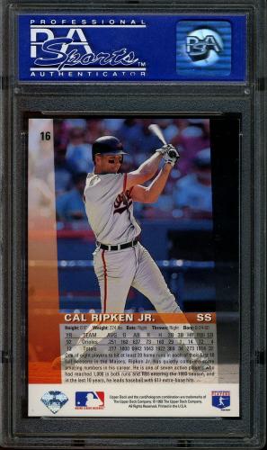 1993 Upper Deck Diamond Gallery #16 Cal Ripken PSA 9 #01192394 - Back