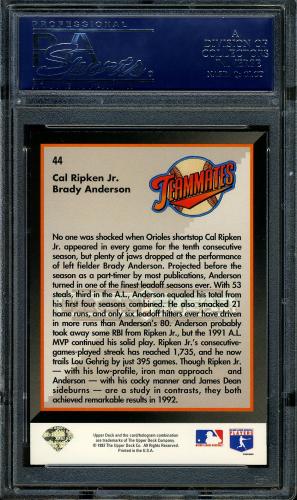 1993 Upper Deck Gold Hologram #044 C.Ripken/B.Anderson PSA 10 #19436233 - Back