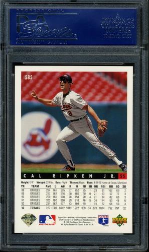 1993 Upper Deck Gold Hologram #585 Cal Ripken PSA 10 #18349518 - Back