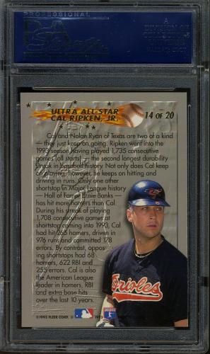 1993 Ultra All-Stars #14 Cal Ripken PSA 10 #20884373 - Back