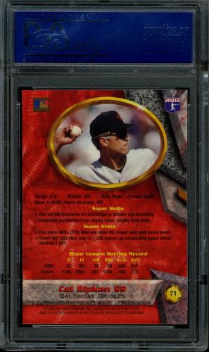 1994 Bowman's Best Refractors #71 Cal Ripken PSA 10 #15512479 - Back