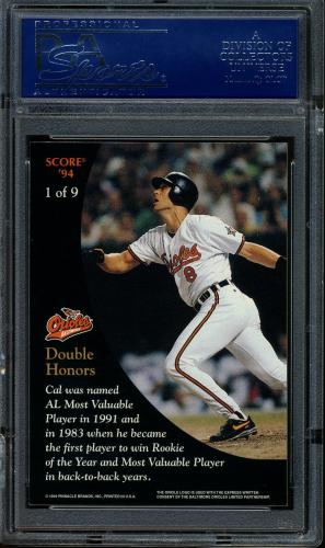 1994 Burger King Ripken #1 Cal Ripken-Double Honors PSA 10 #17376065 - Back