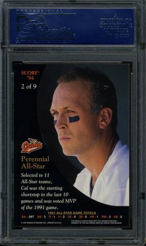 1994 Burger King Ripken #2 Cal Ripken-Perennial All-Star PSA 10 #17772498 - Back