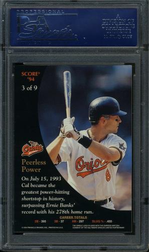 1994 Burger King Ripken #3 Cal Ripken-Peerless Power PSA 10 #17772505 - Back