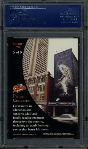 1994 Burger King Ripken #5 Cal Ripken-Prime Concerns PSA 10 #17772503 - Back