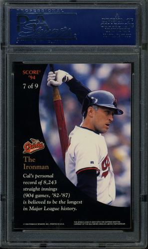 1994 Burger King Ripken #7 Cal Ripken-The Ironman PSA 10 #17772507 - Back