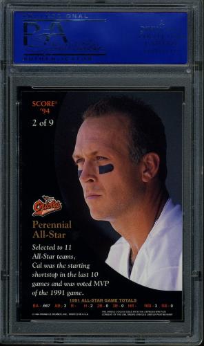 1994 Burger King Ripken Gold #2 Cal Ripken-Perennial All-Star PSA 9 #11788956 - Back