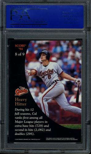 1994 Burger King Ripken Gold #8 Cal Ripken-Heavy Hitter PSA 10 #11788954 - Back