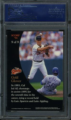 1994 Burger King Ripken Gold #9 Cal Ripken-Gold Glover PSA 10 #17772512 - Back