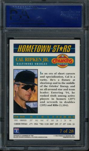 1994 Church's Hometown Stars #7 Cal Ripken PSA 10 #15197927 - Back