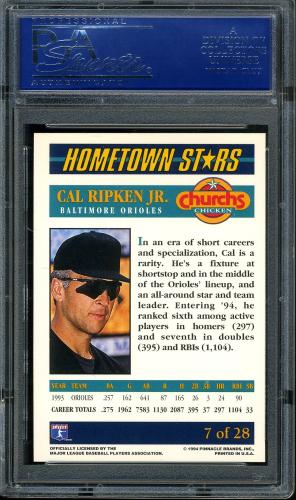 1994 Church's Hometown Stars Gold #7 Cal Ripken PSA 10 #16091971 - Back