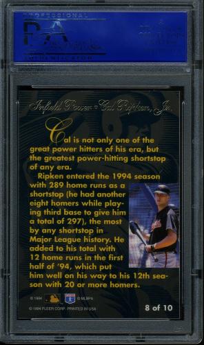 1994 Flair Infield Power #8 Cal Ripken PSA 10 #11788966 - Back