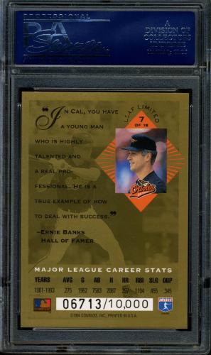 1994 Leaf Limited Gold All-Stars #7 Cal Ripken PSA 10 #20844113 - Back