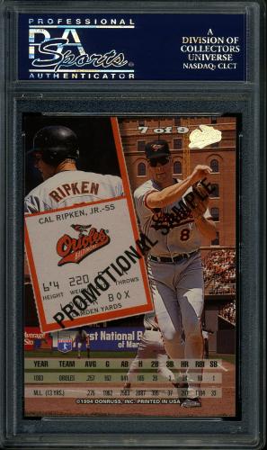 1994 Leaf Promos #7 Cal Ripken PSA 10 #24961488 - Back