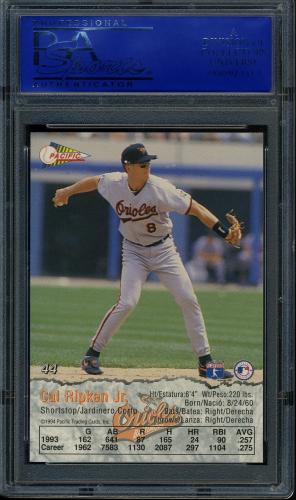 1994 Pacific #44 Cal Ripken PSA 10 #12101271 - Back