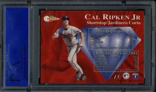 1994 Pacific Silver Prisms Circular #15 Cal Ripken PSA 9 #11788978 - Back