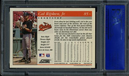 1994 Score #85 Cal Ripken PSA 10 #11788985 - Back
