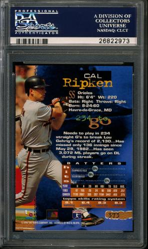 1994 Stadium Club First Day Issue #373 Cal Ripken PSA 10 #26822973 - Back