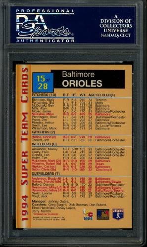 1994 Stadium Club Members Only Parallel #ST15 Baltimore Orioles/Ripken PSA 10 #24268028 - Back