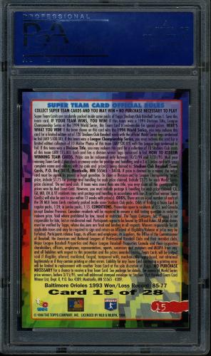 1994 Stadium Club Super Teams #ST15 Baltimore/C.Ripken PSA 10 #40521379 - Back