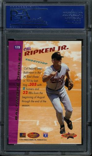 1994 Sportflics #179 Cal Ripken SF PSA 10 #14636432 - Back