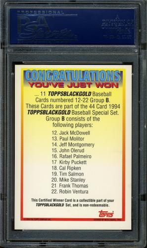 1994 Topps Black Gold #B Winner B Certified PSA 8 #11786534 - Back
